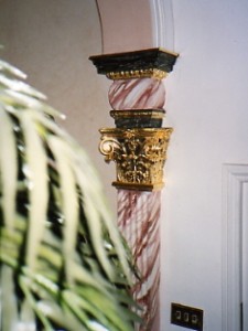 Pillar and cornice work using 23ct gold